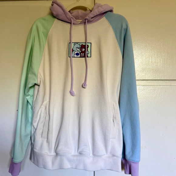 Teddy Fresh x Care Bears Colorblock Hoodie Sweatshirt Size Large - Picture 1 of 8